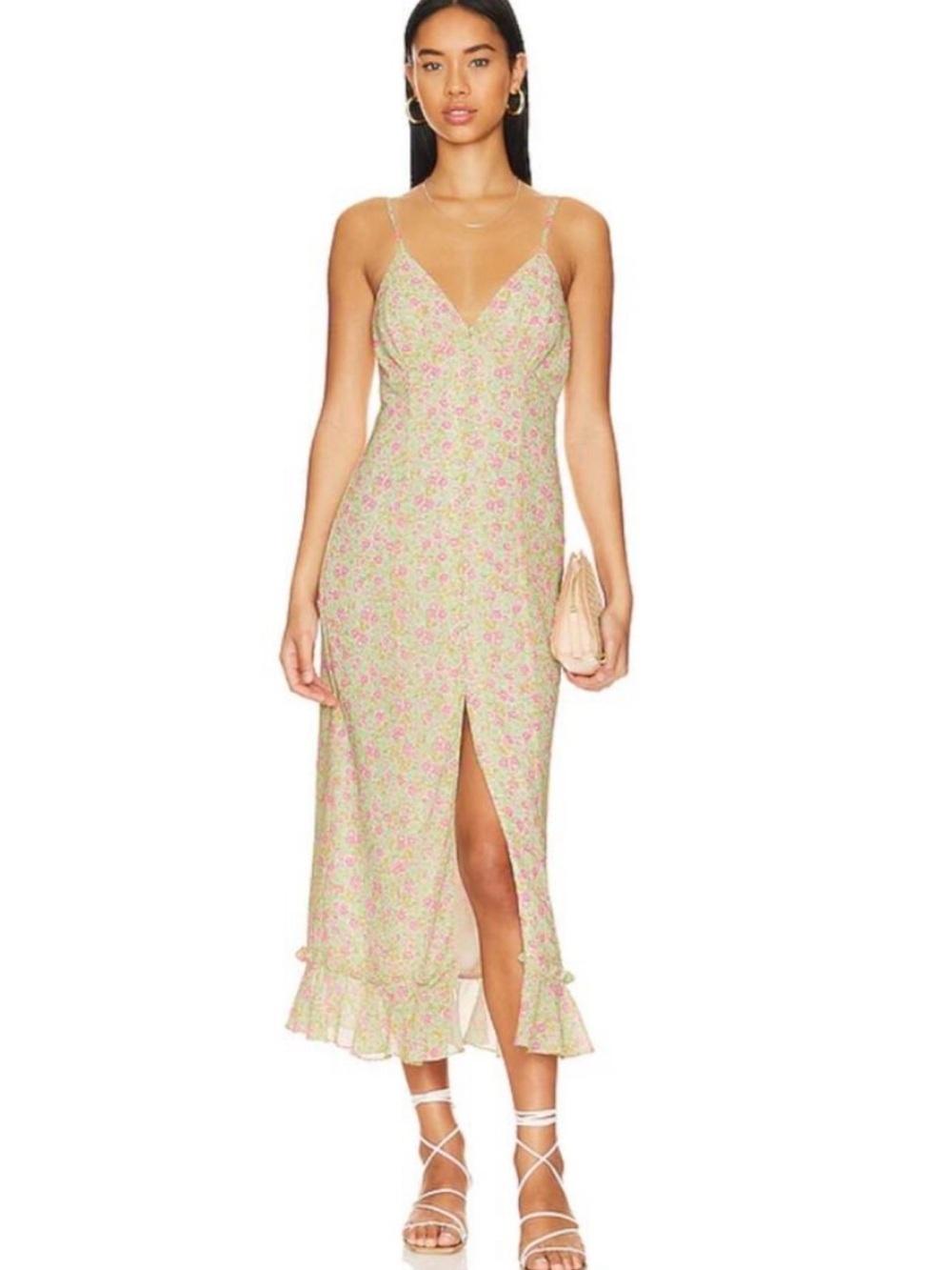 Majorelle x Revolve Quincy Midi Dress in Pink Lemonade Floral Multi New Size XS